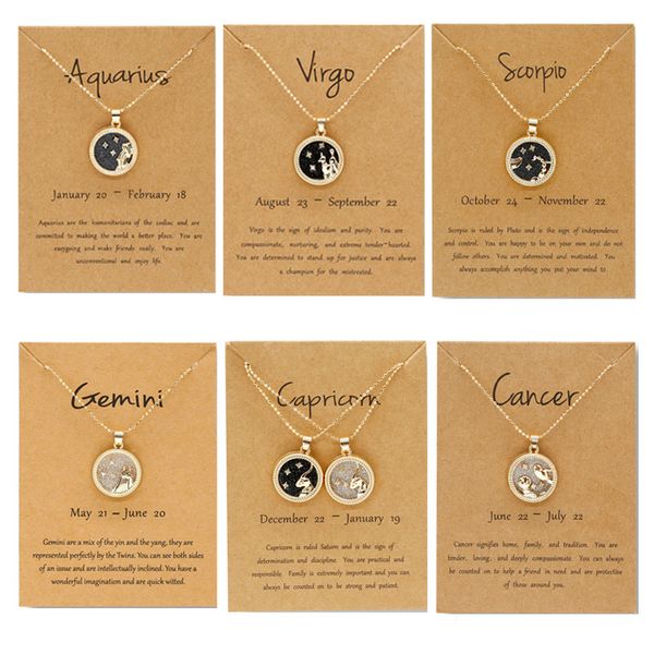 

cr jewelry new arrival dogeared necklace coin clavicle chain sweater chain gold day and night 12 constellations lovers necklaces, Silver