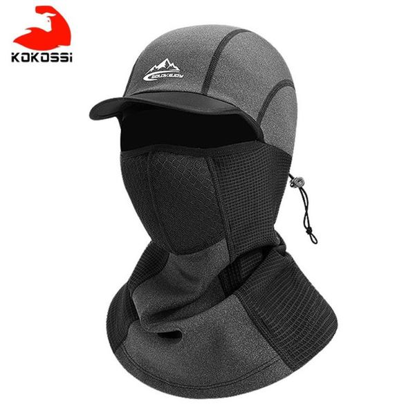 

kokossi winter warm self-heating cap cycling sport full face mask scarf outdoor windproof headwear balaclava skiing fishing hat, Black