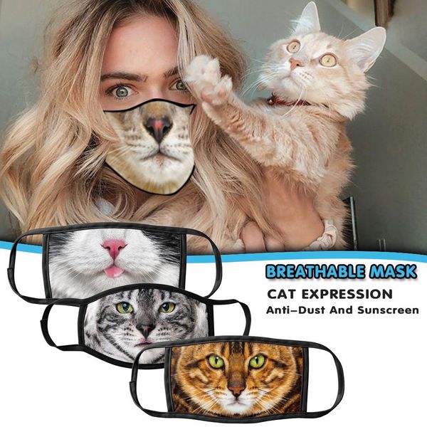 

3pc reusable mouth mask dust protection 3d animal print cotton face mask washable earloop outdoor cycling mask mascarillas wmtmbj