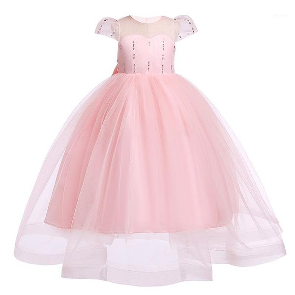 

summer girls dress christmas dance party children's dresses solid color cute princess long dress girl printing mesh tutu clothes1, Red;yellow