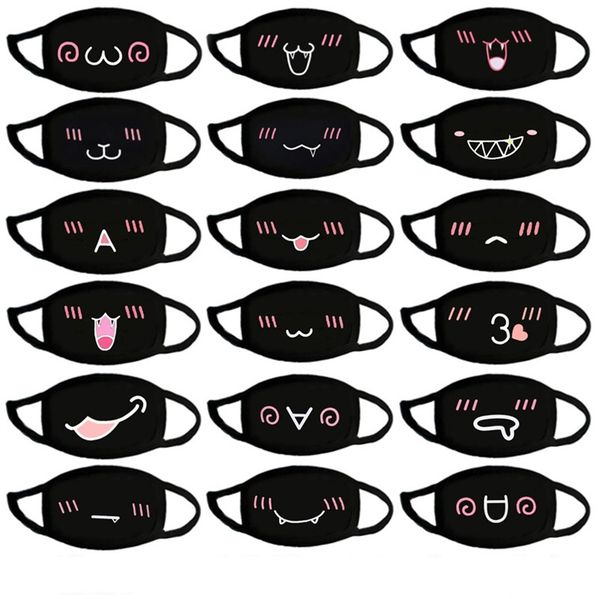 

cute face designer mask cartoon type black cotton cloth woman man mouth masks dust proof washable mascherine in stock 1 5ata l2