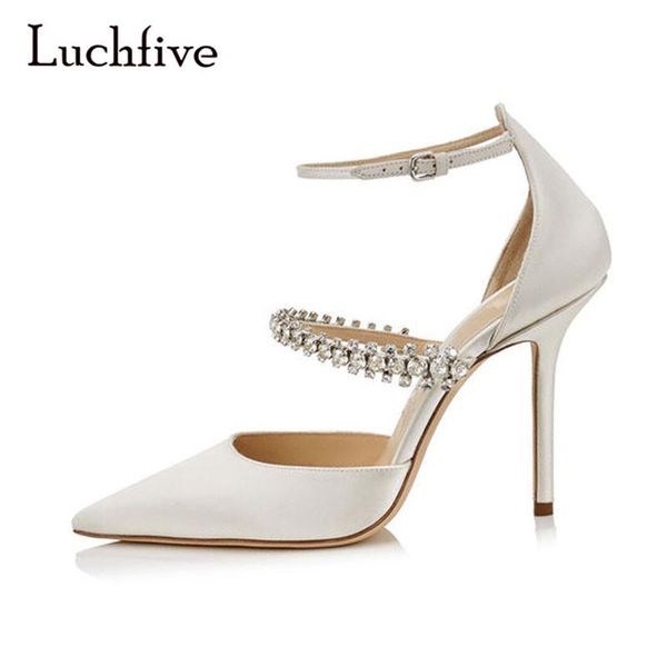 

dress shoes ivory white wedding elegant crystal embellished pointed toe high heelsgenuine leather ladies mary janes bridal pumps, Black