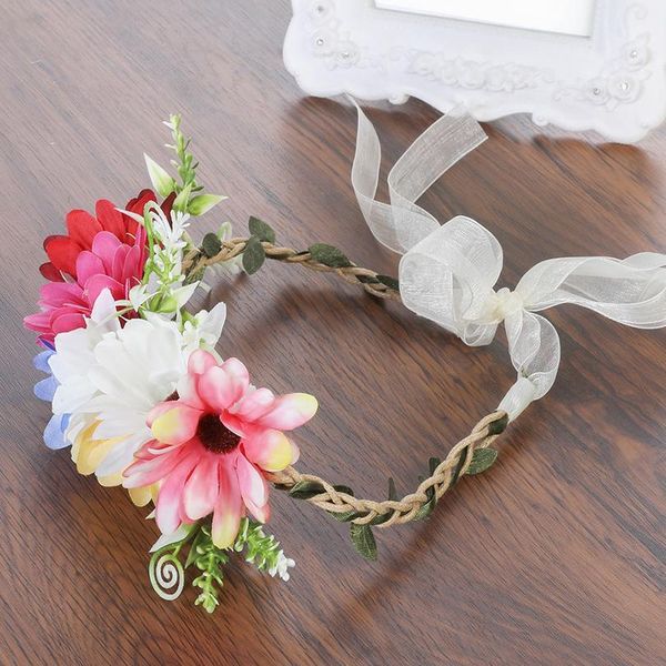 

haimeikang kids girls wedding flower crown wreath bohemian vine adjustable yarn garland sweet hair bands accessories jllvwg