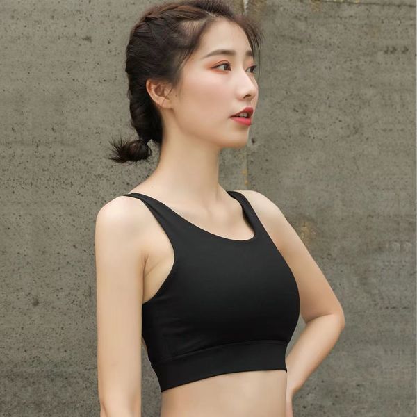 

lu-new hollow back quick drying cushion fitness bra crop women's solid vest nylon yoga exercise bra sports outerwear fitness 77