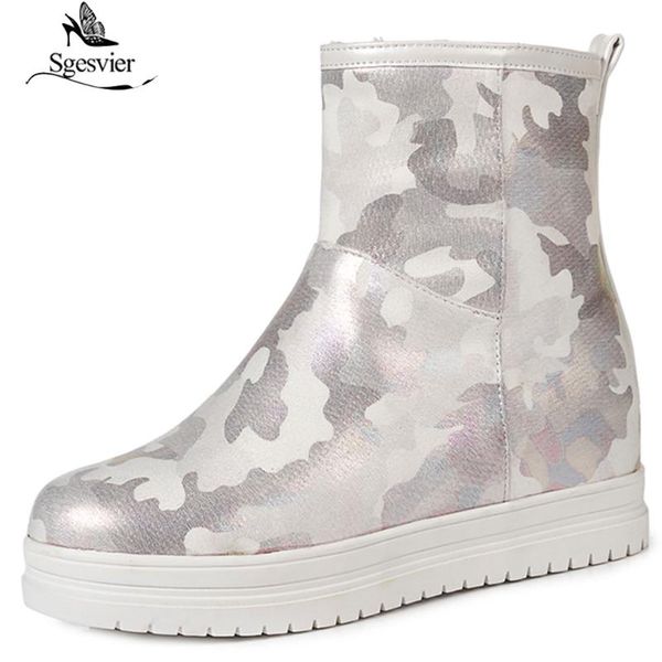 

sgesvier women snow boots keep warm ankle boots for woman winter platform round toe zipper print cotton boot black shoes b860