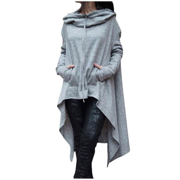 

women's hoodies & sweatshirts autumn winter long women plus size loose sleeve hooded sweatshirt female casual pullover hoodie, Black