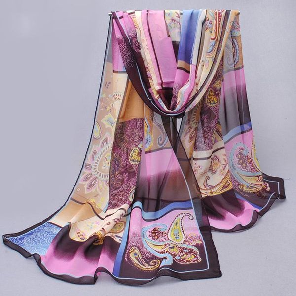

scarves chiffon silk scarf 2021 female summer and autumn all-match long design air conditioning cape shawl, Blue;gray