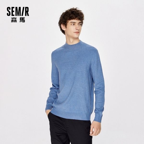 

semir men 2020 winter new half high warm solid o neck for male knit sweater autumn