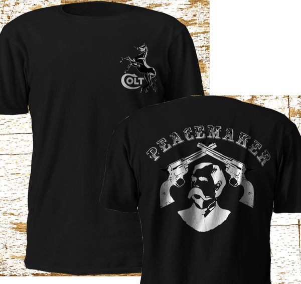 

2019 new colt peacemaker wyatt earp cowboy gun pistol doc black t shirt s-5xl sport hooded sweatshirt hoodie