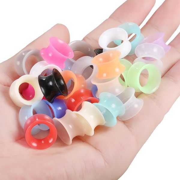 

30pcs 3-16mm sile flexible ear plugs and tunnels 15 colors ear gauges stretchers expander earring piercing body jewelry q sqczml, Silver