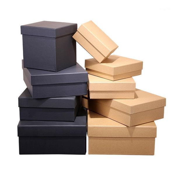 

gift wrap 1pc kraft paper box with lids square brown earring ring jewelry cardboard black craft valentine's day packaging1