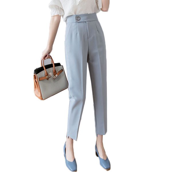 

2021 new ol style women casual solid pencil high waist elegant ladies work hallen pants female ankle-length trousers y105 icg7, Black