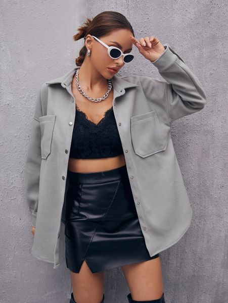 

dual patched pocket drop shoulder overcoat b5rd#, Black