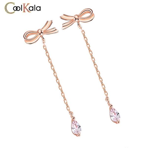 

coolkala s925 bow earrings fashion lady sterling inlay new sier simple temperament, Silver