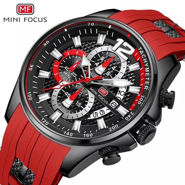 

minifocus brand 3bar waterproof watch fashion business sports silicone watch men's chronograph pointer watch relogio masculino, Silver