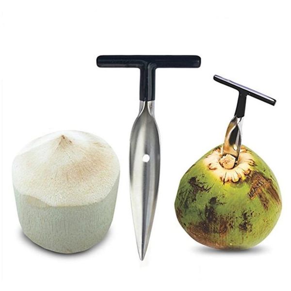 Кокосовое открытие инструмент из нержавеющей стали кокосовой открытие вода -удары бушеваная солома с открытым отверстием.