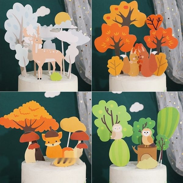 

izham tree small card baking dessert paper animal cake decoration cake dessert table decoration set hyayf
