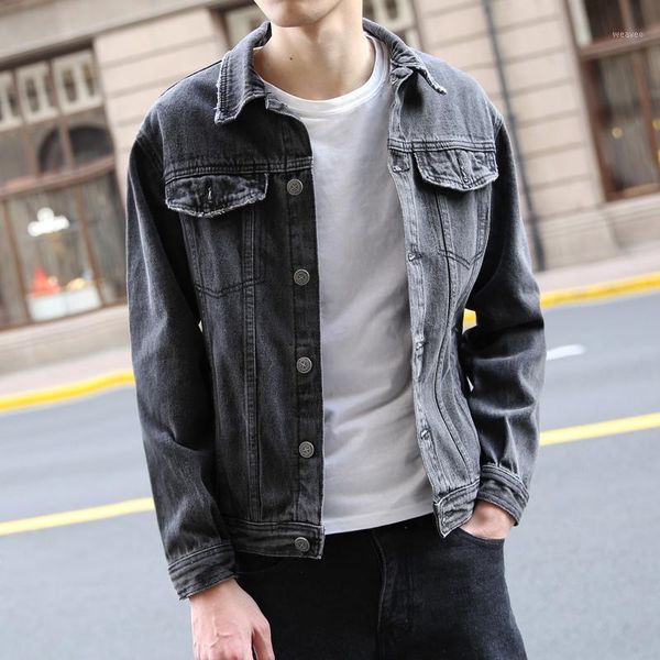 

black denim coat men's street jacket men's spring loose and handsome denim male blue jeans coats fashion new 2019 gg50jk1, Black;brown