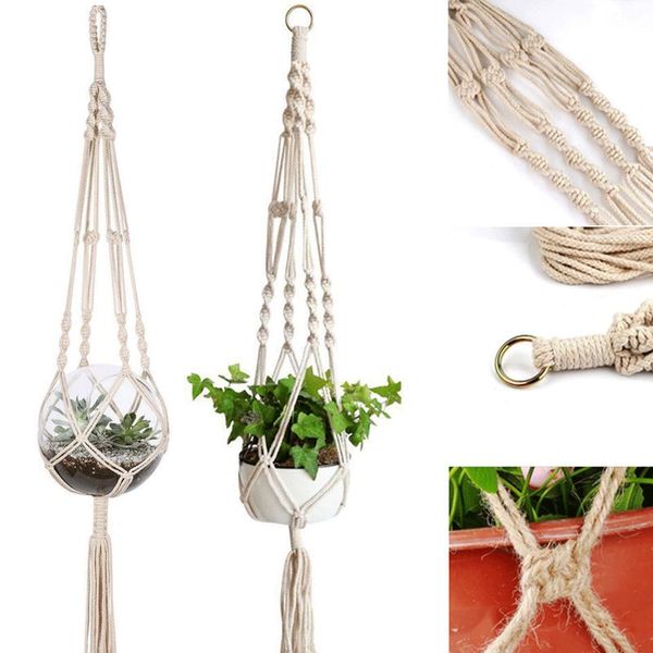 

hanging baskets flowerpot plant holder pot macrame plant hanger hanging planter basket jute rope braided craft vinta wmttli