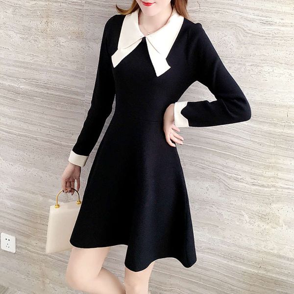 

knitwear 2020 spring new korean women's high waist a-line bottom woolen drs, White;black