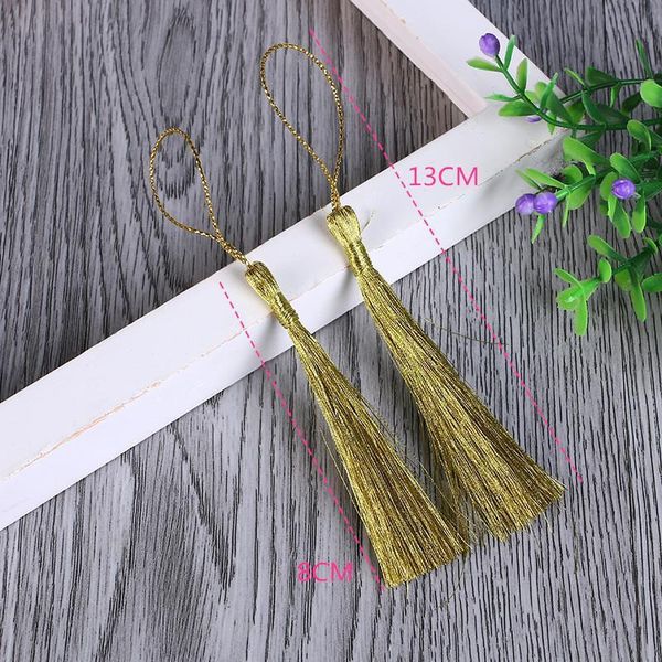 

15pcs 13cm gold silver polyester tassel fringe silk thread long tassels decorative for jewelry diy chinese knot curtains clothes h jllrsq