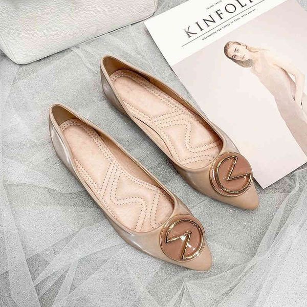 

pointy shoes casual flats for women ladies decorated with metal buttons, Black