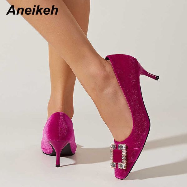 

famous brand designer 2022 new spring/autumn flock metal decoratio bling wedding fashion ladies shoes round toe thin heels slip-on solid, Black