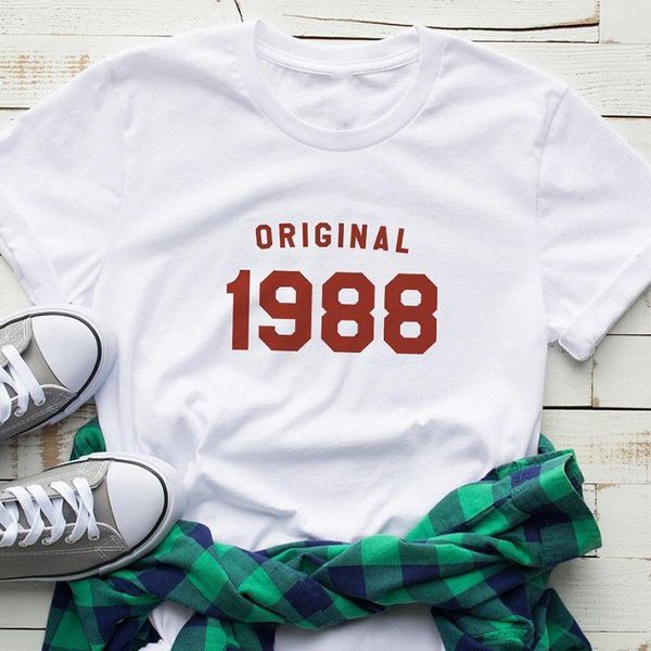

original 1988 1989 letter print t shirt women short sleeve o neck loose tshirt 2021 summer fashion women tee shirt, White