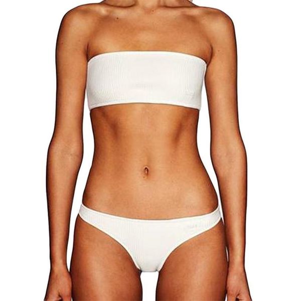 Trasporto di goccia stabilito dello swimwear del costume da bagno della spiaggia del reggiseno della spalla delle donne calde di vendita 2 pezzi l'8 giugno LJ201031