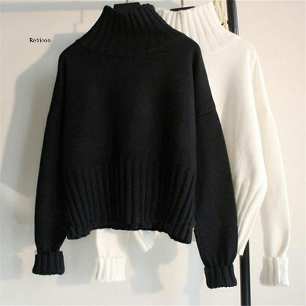 

women's sweaters autumn winter turtleneck pullover sweater women slim knitted jumpers female soft white black high quality