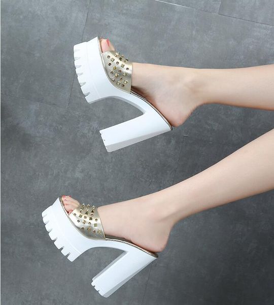 

2020 slippers women's rivets fish mouth ladies'shoes shoes ewzl, Black