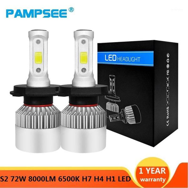 

pampsee h7 h11 h1 h3 9005 9006 cob car led headlight bulbs h4 hi-lo beam 72w 8000lm 6500k/4300k auto headlamp led car light 12v1