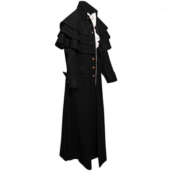

men victorian costume black tuxedo fashion tailcoat gothic steampunk trench jacket coat frock outfit dovetail uniform for adult1, Black;brown