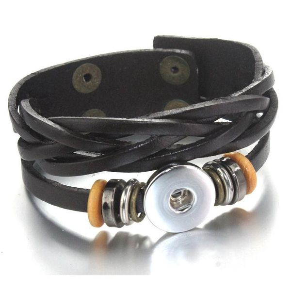 

18mm snap button retro pu leather bracelet female sterling jewelry watches women one direction men's diy jewelr bbysup, Golden;silver