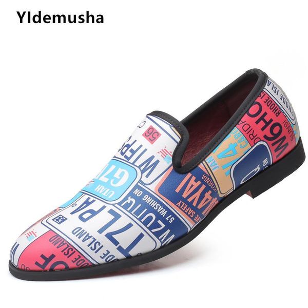 

2020 весна осень новый бизнес мужчины печати письмо oxfords обувь костюм мужской офис свадебный круглый носок мужчин pu кожа повседневная об, Black