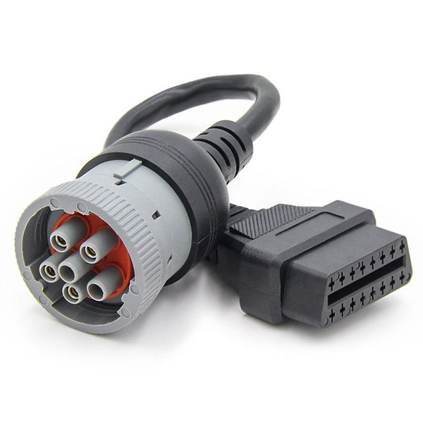 

truck cable adapter converter cable obd1 to obd2 for j1708 6pin diesel female car diagnostic tool to obd2 16pin