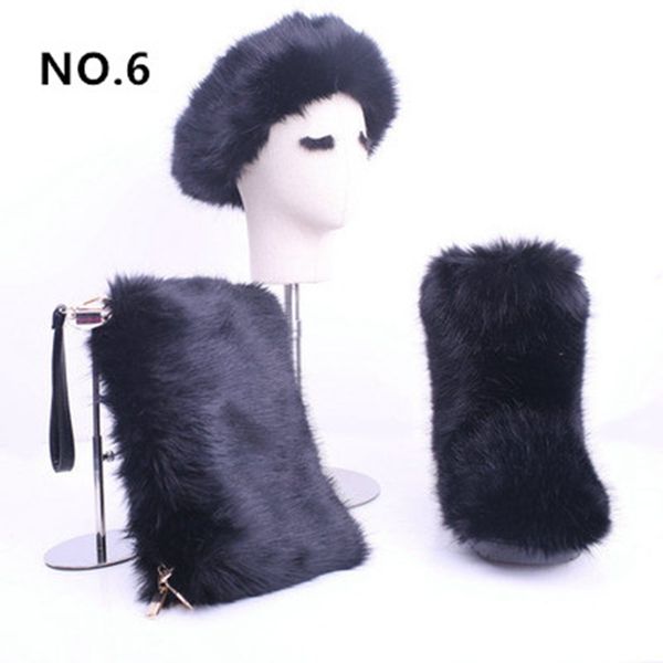 

reave cat furry boots winter shoes women snow boots with bag headband new luxury fur winter boots for women high boot fur 200928, Black