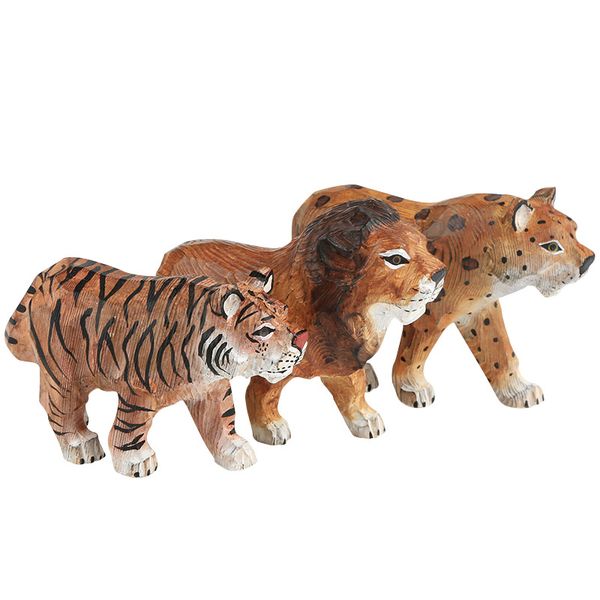 

hand painted tiger lion animal modeling creative home decoration wood carving crafts pine ornaments ing