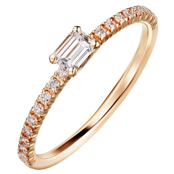 

cluster rings 18k au750 rose gold ring women wedding anniversary engagement party emerald moissanite diamond elegant romantic trendy, Golden;silver