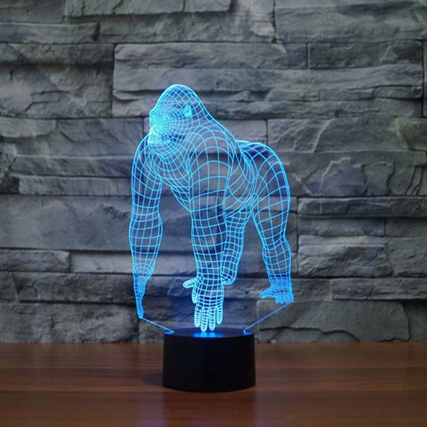 

2021 new animal gorilla light indoor table led lamp for kids room night lighting 7 color changing outlet 3jow