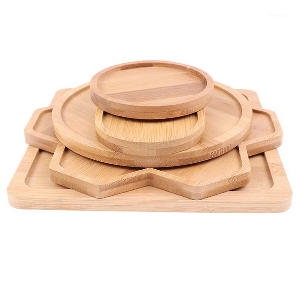 

bamboo round square bowls plates for succulents pots trays base stander1