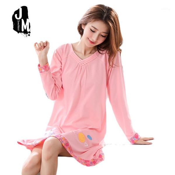 

new arrival 100% cotton women nightgowns sleepshirts 2020 long sleeve spring autumn nightdress pijama casual home clothes 3xl1, Black;red