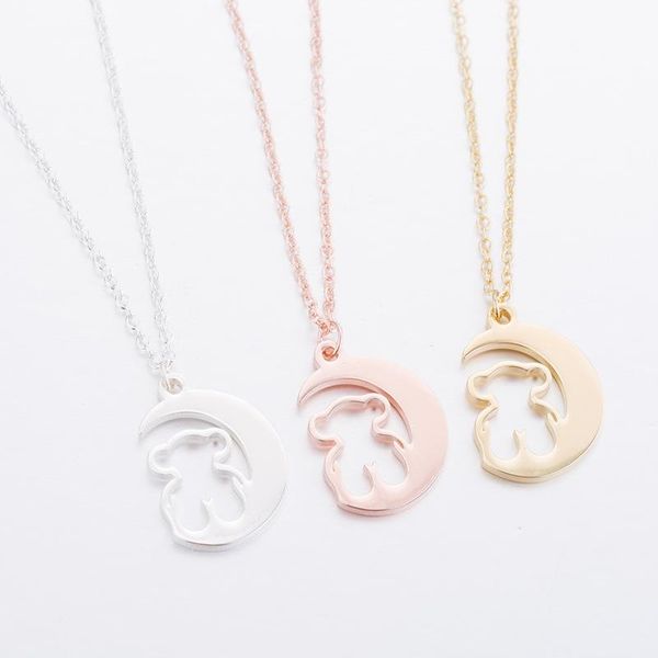 

style moon hollow-out bear foreign trade necklace various female ornaments, Silver