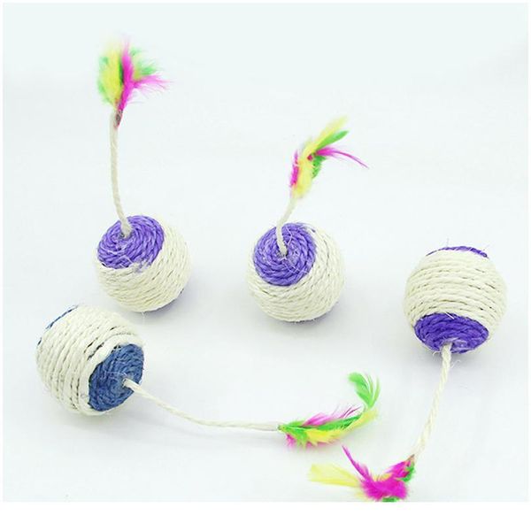 

random color 1pc cat claw scratching sisal toy pet toys new shuttlecock ball colorful fea jllywz