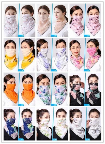 

stock riding us cool designer chiffon face masks fashion printed female reusable mouth colorful sunscreen scarf washable mask fy6134