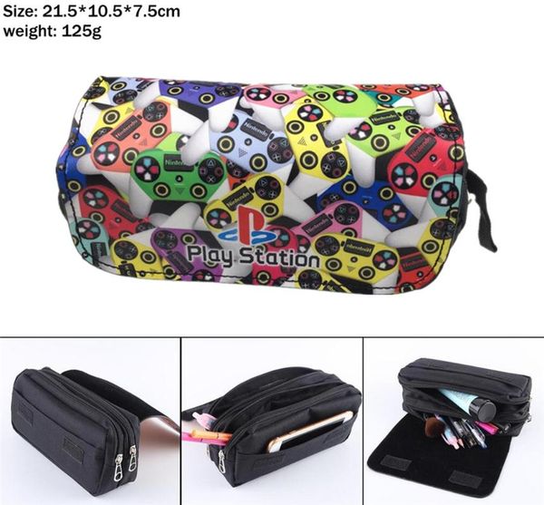 

game handle canvas pencil case student penbag women makeup bag cosmetic bag portable zipper stationery bags