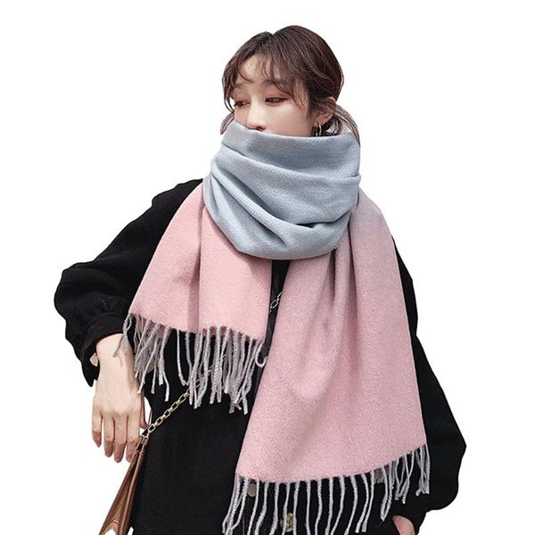 

большой пасталлический градиент зимний женский шарф длинные теплые кашемировые шаль-карты encharpe femme hiver muffler fanon sjaal bufand, Blue;gray