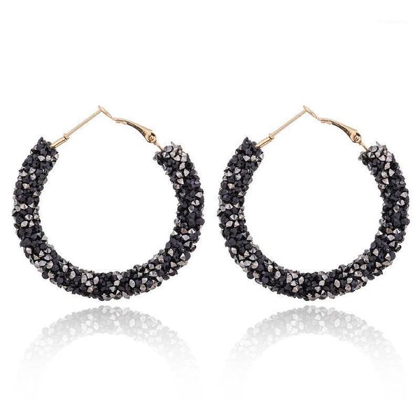 

alloy c-shaped semi-circular earrings 2021 new fashion rhinestone crystal hoop earrings charm female wedding jewelry girl gift1, Golden