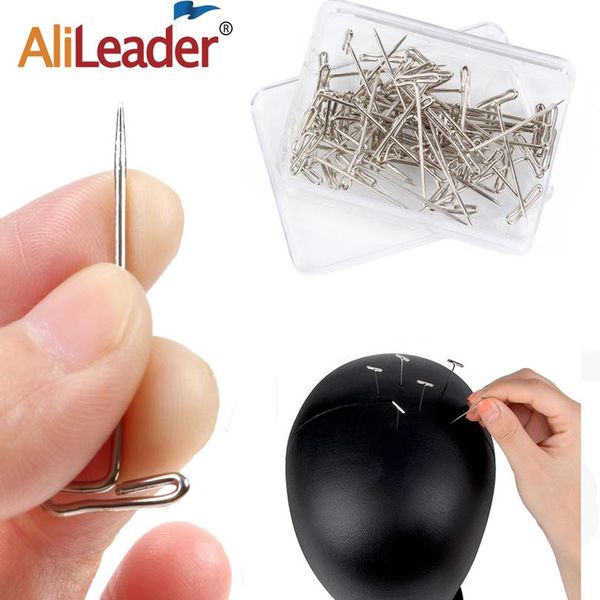 

alileader good quality silver 50pcs tpins for wigs making/display on foam head 38mm long t-pins sewing hair needles styl wmtnsi