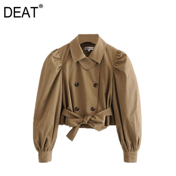 

deat] 2021 spring autumn new fashion long sleeve solid color turn-down collar double breasted loose casual women coat 13u813, Black;brown